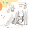 Toddler Slide and Swing Set 5 in 1, Kids Playground Climber Slide Playset with Basketball Hoop Freestanding Combination for Babies Indoor & Outdoor